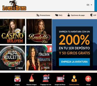 En Lord of Spins por primer ingreso hasta 2000 euros